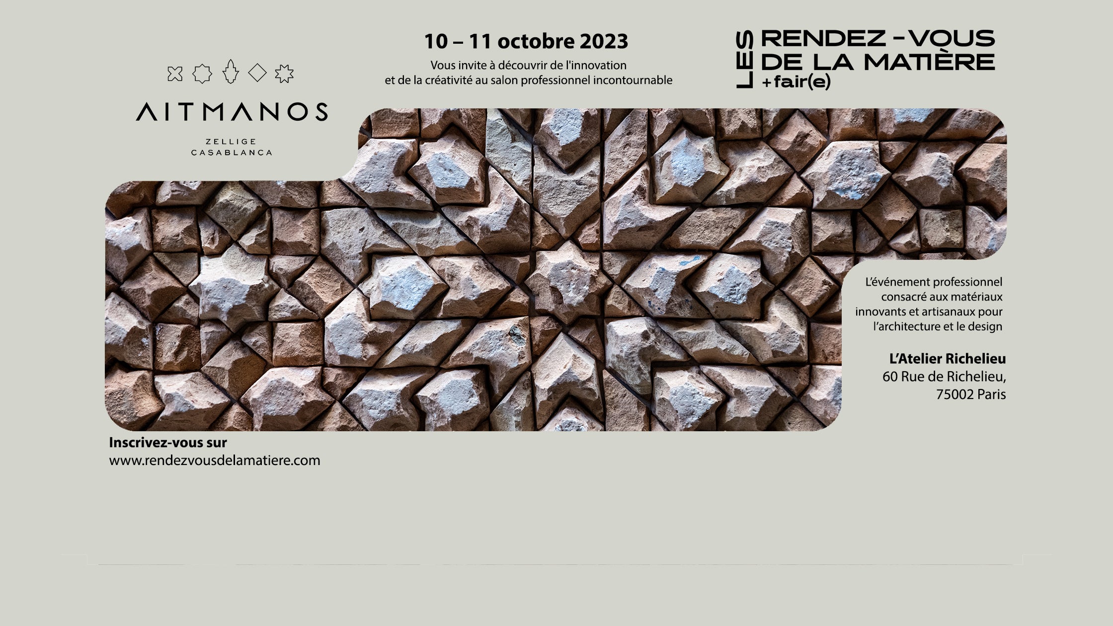 Aït Manos vous invite à un Voyage Envoûtant dans l'Art du Zellige, à la neuvième édition des Rendez-vous de la Matière + fair(e)